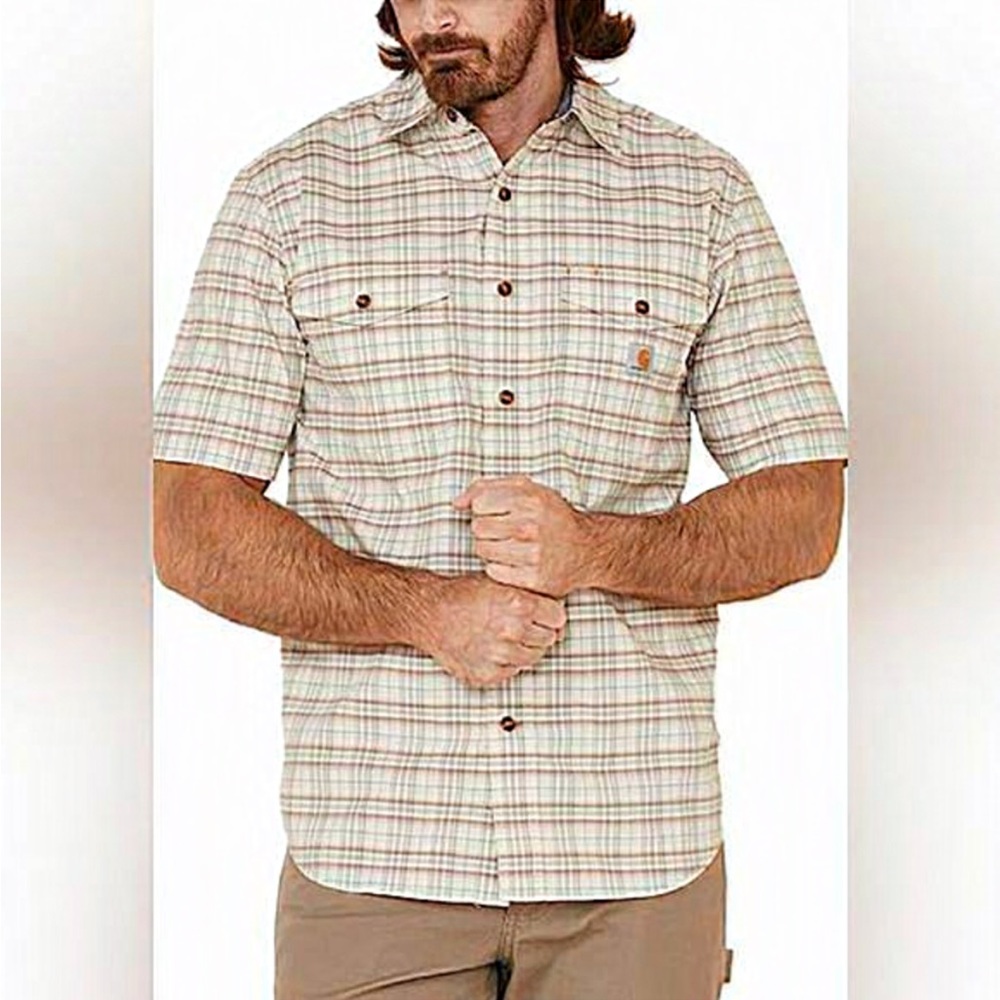 Carhartt Men’s Rugged‎ Flex Button Shirt Plaid Relaxed Fit size XL